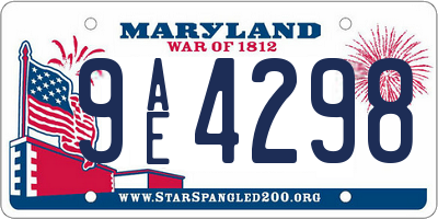 MD license plate 9AE4298