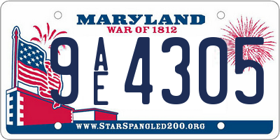 MD license plate 9AE4305