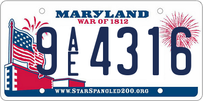 MD license plate 9AE4316