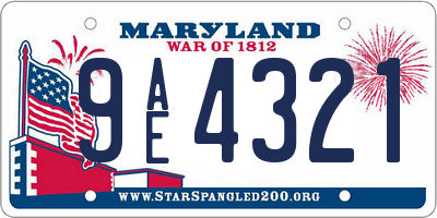 MD license plate 9AE4321