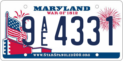 MD license plate 9AE4331
