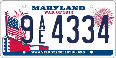 MD license plate 9AE4334