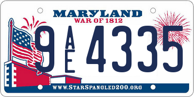 MD license plate 9AE4335