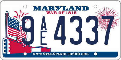MD license plate 9AE4337