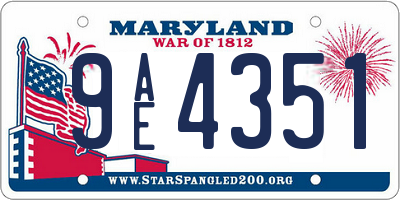 MD license plate 9AE4351