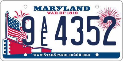 MD license plate 9AE4352