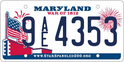 MD license plate 9AE4353