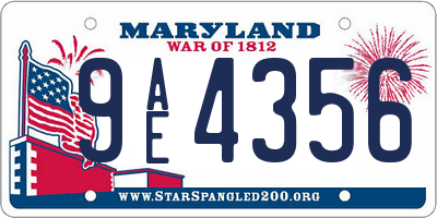 MD license plate 9AE4356