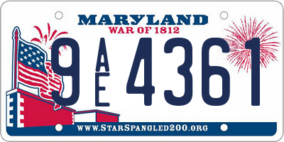 MD license plate 9AE4361