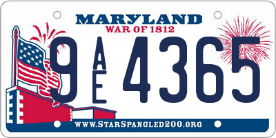 MD license plate 9AE4365
