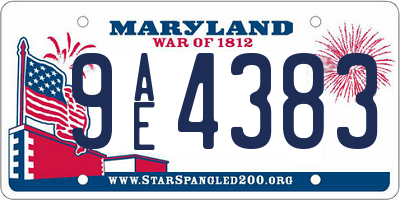 MD license plate 9AE4383