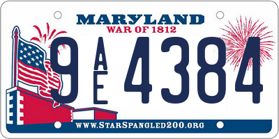 MD license plate 9AE4384