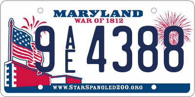 MD license plate 9AE4388