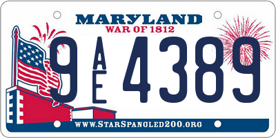 MD license plate 9AE4389