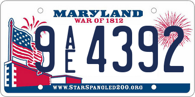 MD license plate 9AE4392