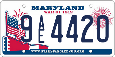 MD license plate 9AE4420