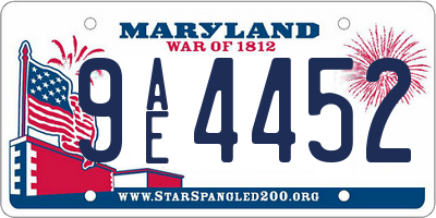 MD license plate 9AE4452