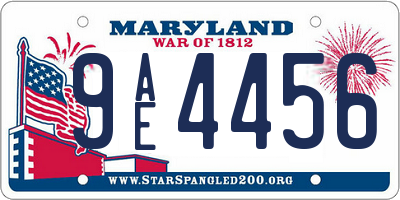 MD license plate 9AE4456