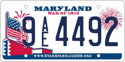 MD license plate 9AE4492
