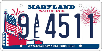 MD license plate 9AE4511