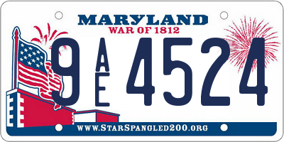MD license plate 9AE4524