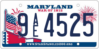 MD license plate 9AE4525