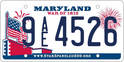 MD license plate 9AE4526