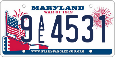MD license plate 9AE4531