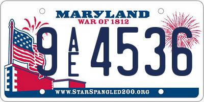 MD license plate 9AE4536