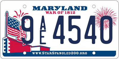 MD license plate 9AE4540