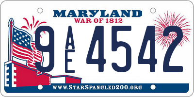 MD license plate 9AE4542