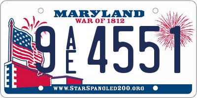 MD license plate 9AE4551