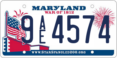 MD license plate 9AE4574
