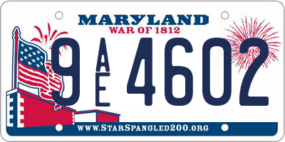 MD license plate 9AE4602