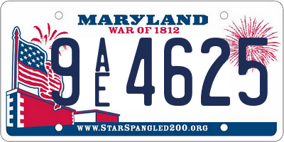 MD license plate 9AE4625