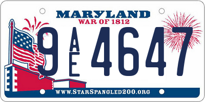 MD license plate 9AE4647