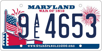 MD license plate 9AE4653