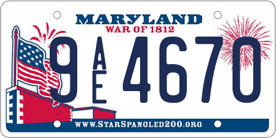 MD license plate 9AE4670