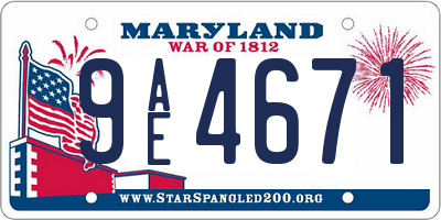 MD license plate 9AE4671