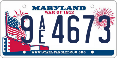 MD license plate 9AE4673
