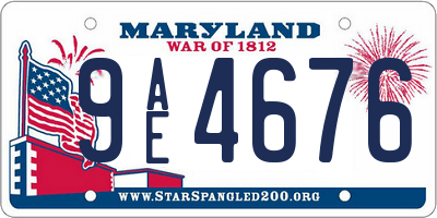 MD license plate 9AE4676