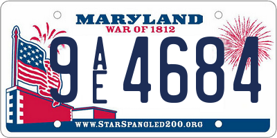 MD license plate 9AE4684