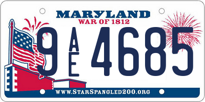 MD license plate 9AE4685