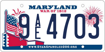 MD license plate 9AE4703