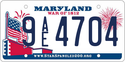 MD license plate 9AE4704