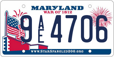 MD license plate 9AE4706