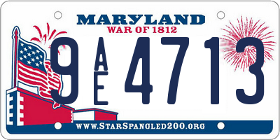 MD license plate 9AE4713