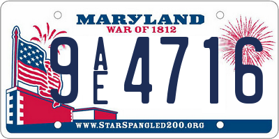 MD license plate 9AE4716