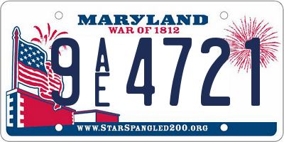MD license plate 9AE4721