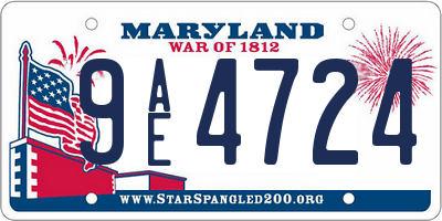 MD license plate 9AE4724